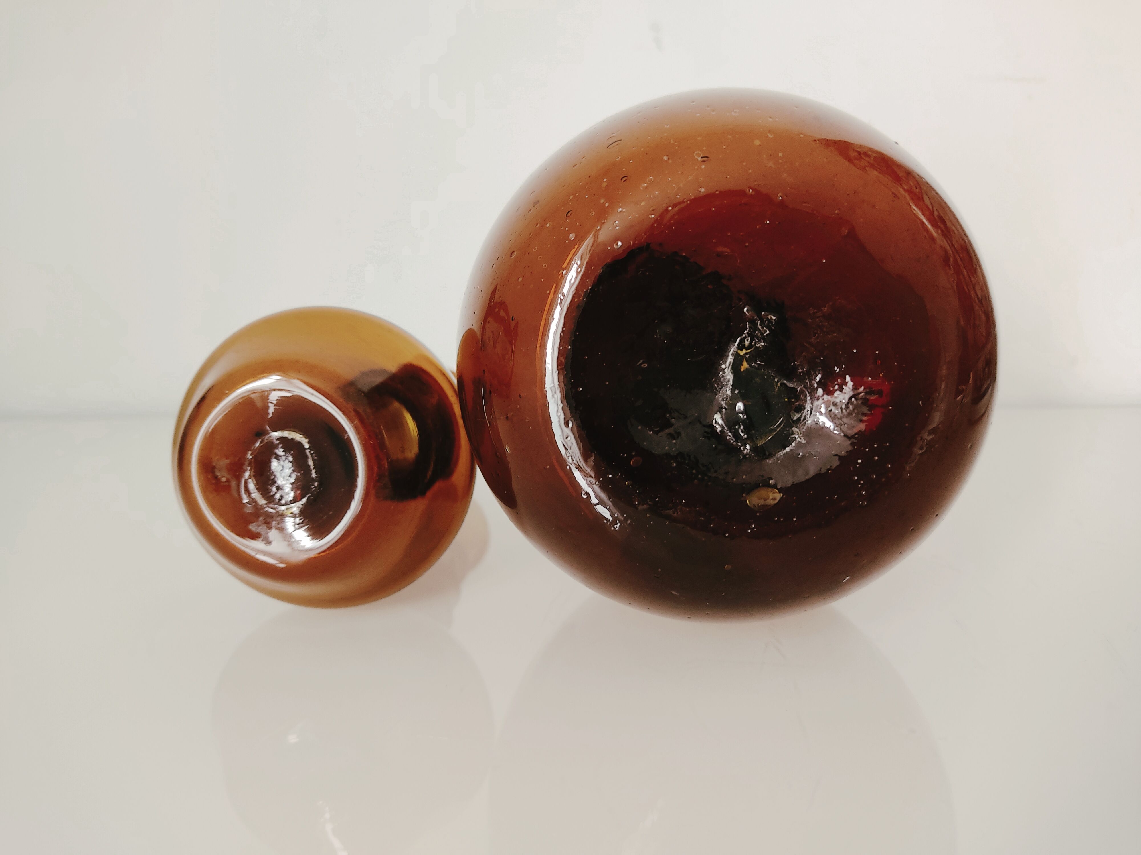 Murano, set of two brown blown glass vases