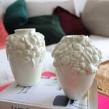 Pair of white vases with shells