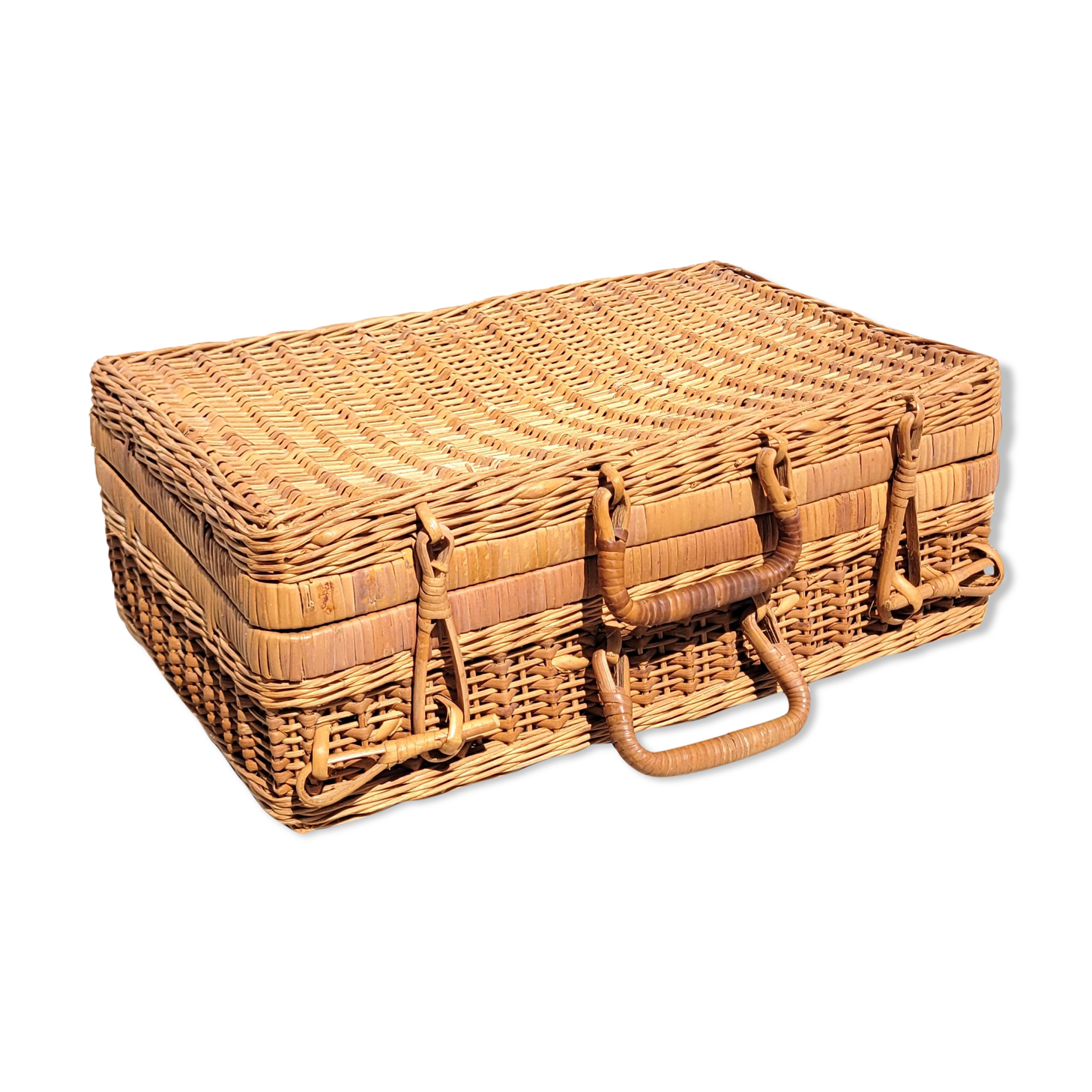 Vintage wicker case suitcase rattan