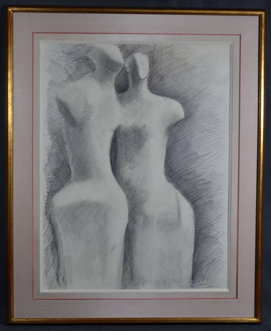 Gérard Ramon, sculptural forms, pencil drawing