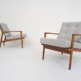 Solid oak antique dining chairs, with hand carved back rests. The chairs have no screws only wooden