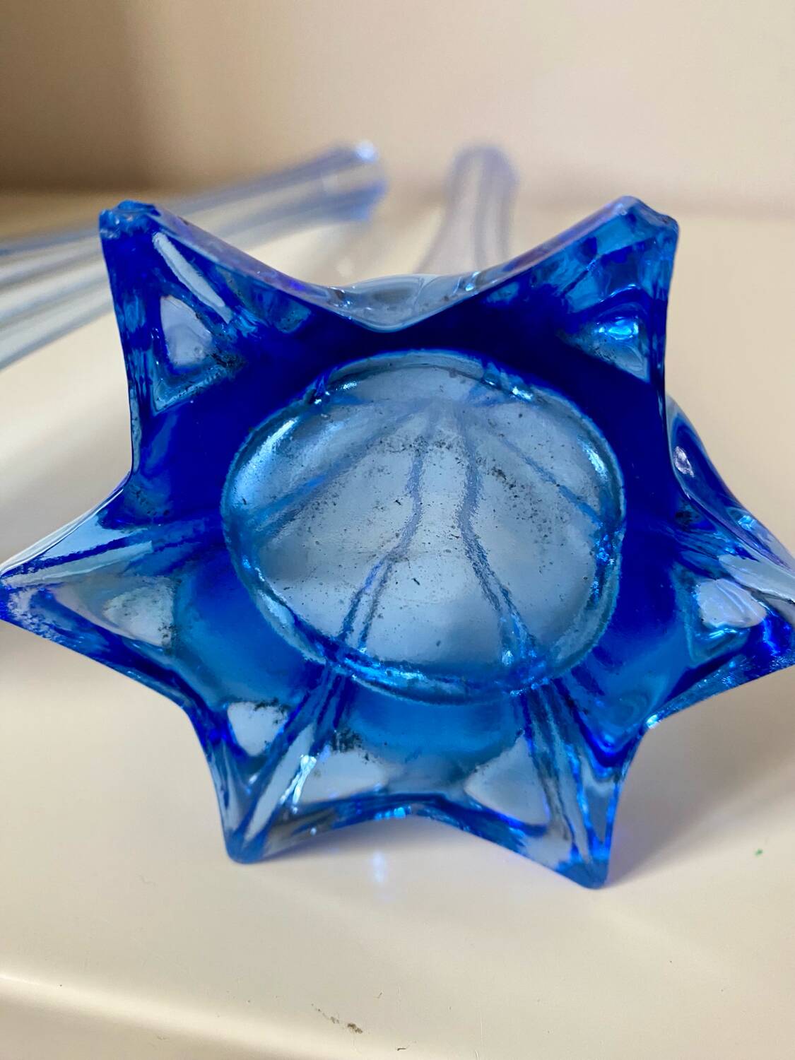 Pair of old blue soliflores