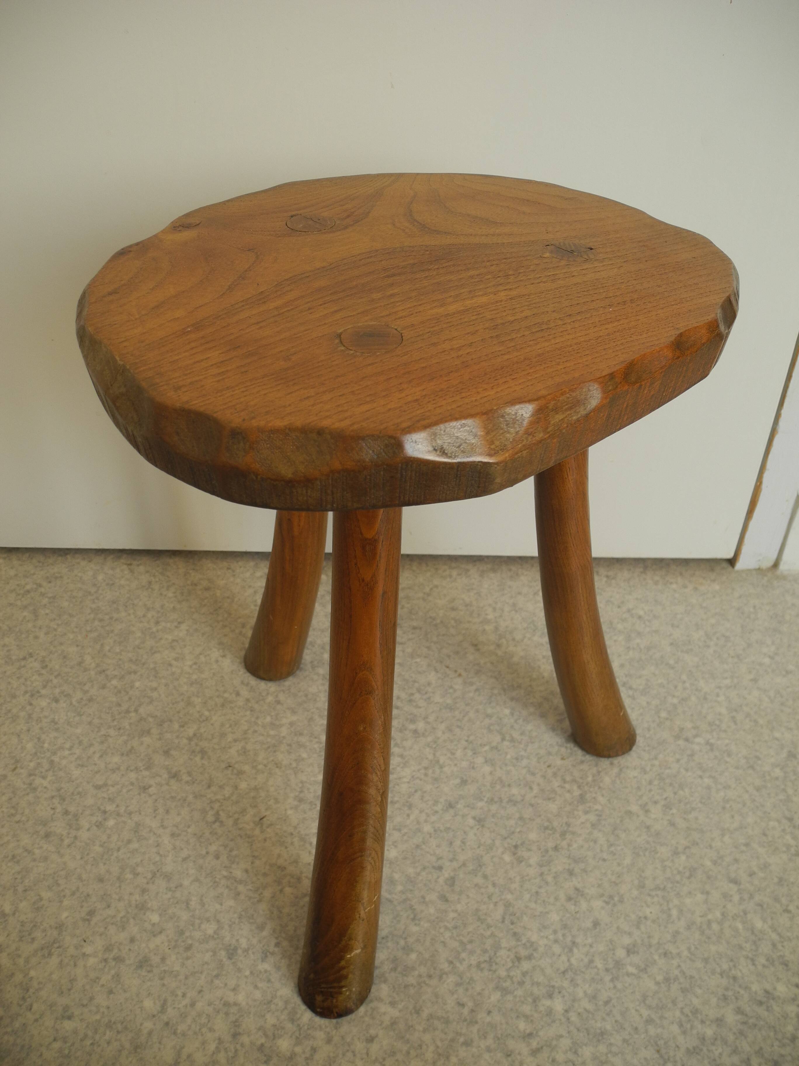 vintage wooden stool brutalist decor plant stand