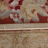 Traditional Red Wool Needlepoint Rug Handwoven Area Rug 91x152cm