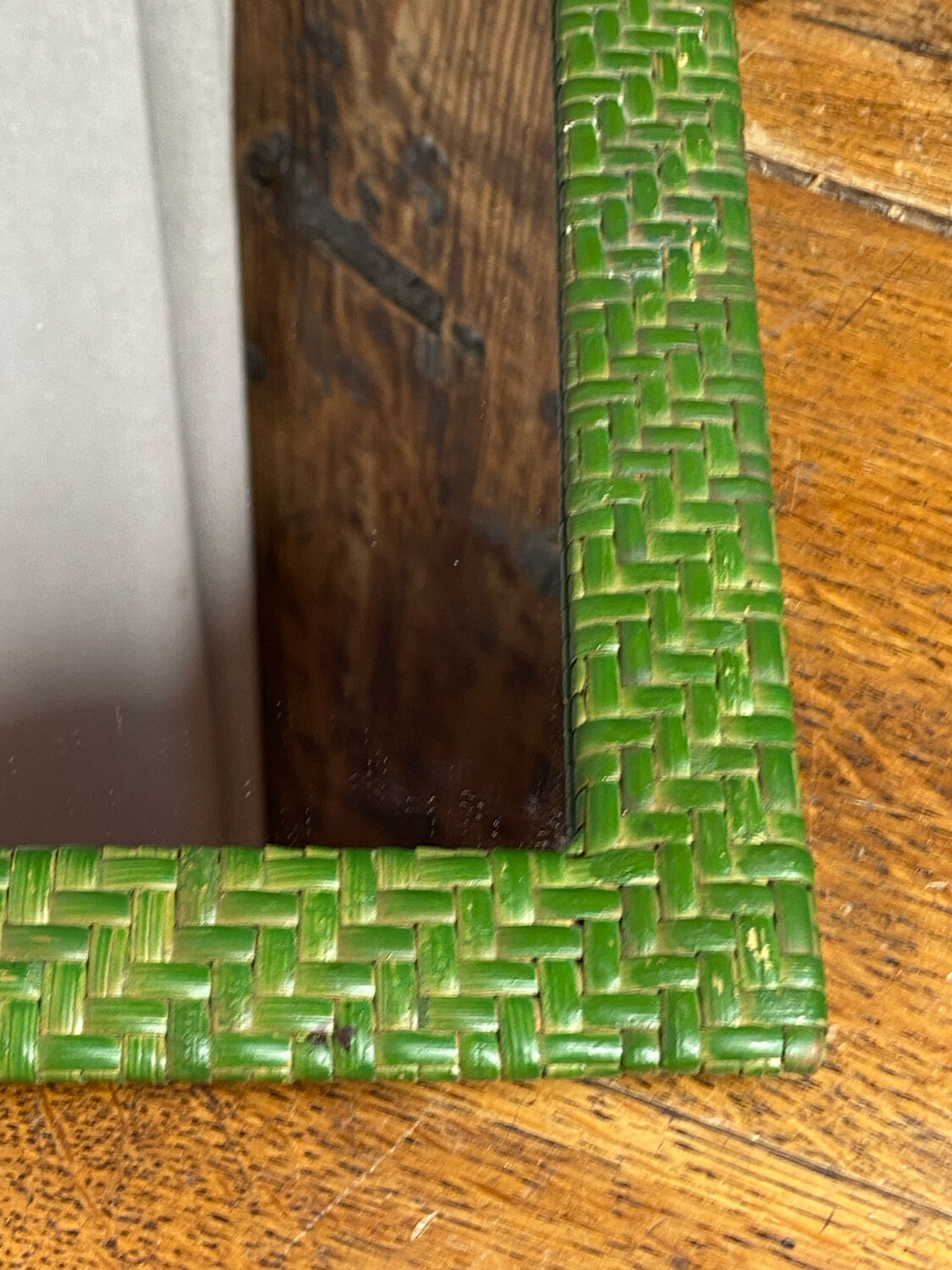 Rectangular wicker mirror