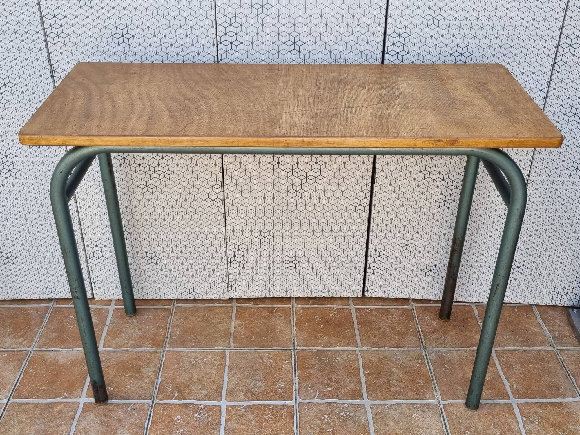 Vintage wooden and metal school desk