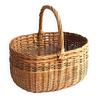 Blue stripe wicker basket