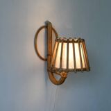 Lampe applique en rotin milieu du siècle moderne
