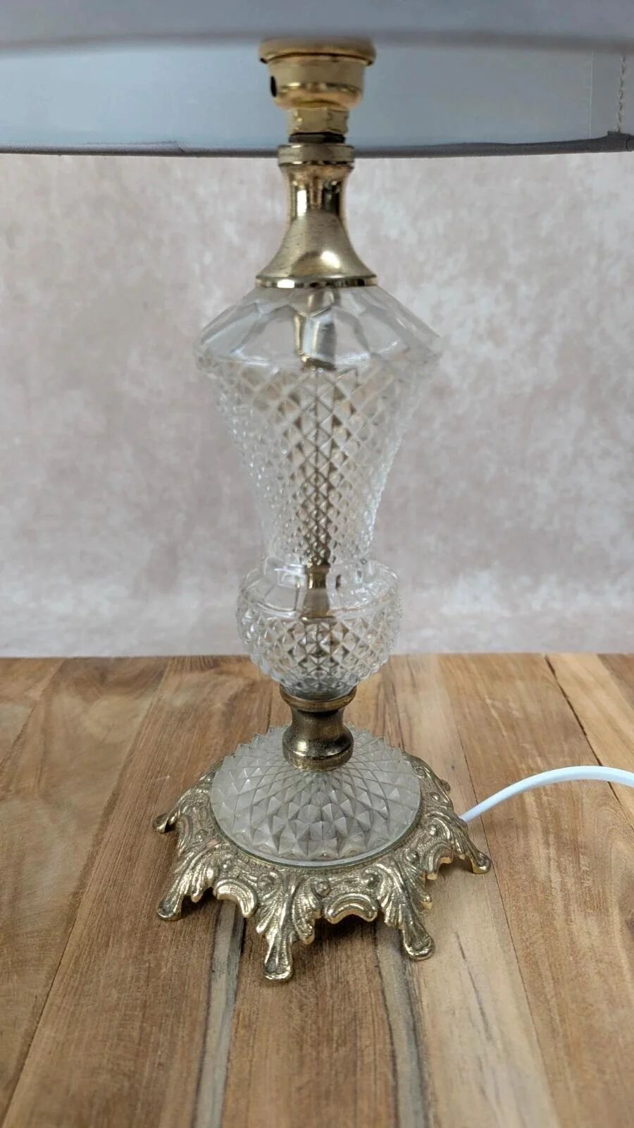 Lampe vintage verre et laiton années 50-60