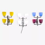 Fontana Arte, Set of 3 4-Light Wall Lamps, Murano Glass, Italy