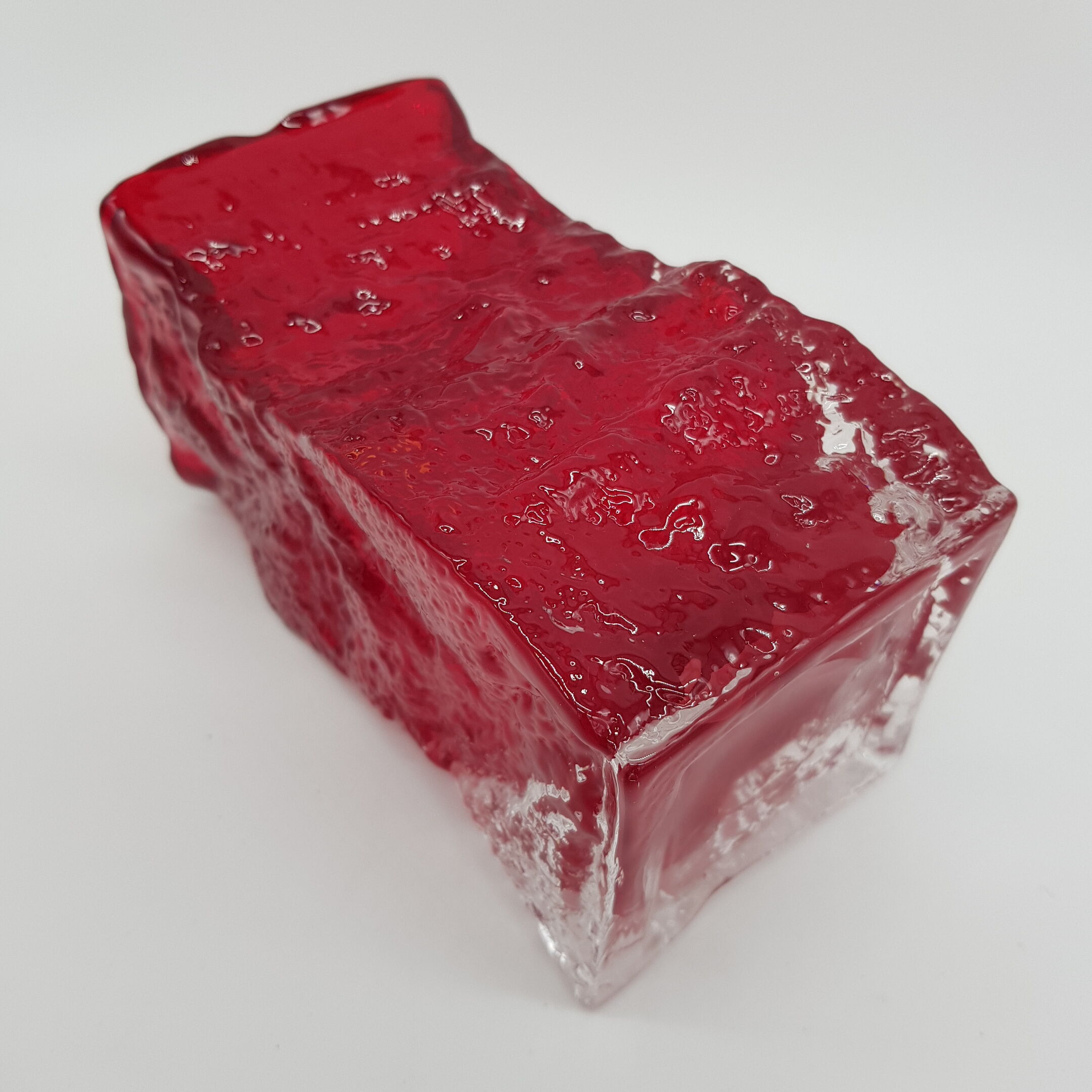Red textured glass vase