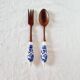 Serving Cutlery Wooden Handle Porcelain Decoration