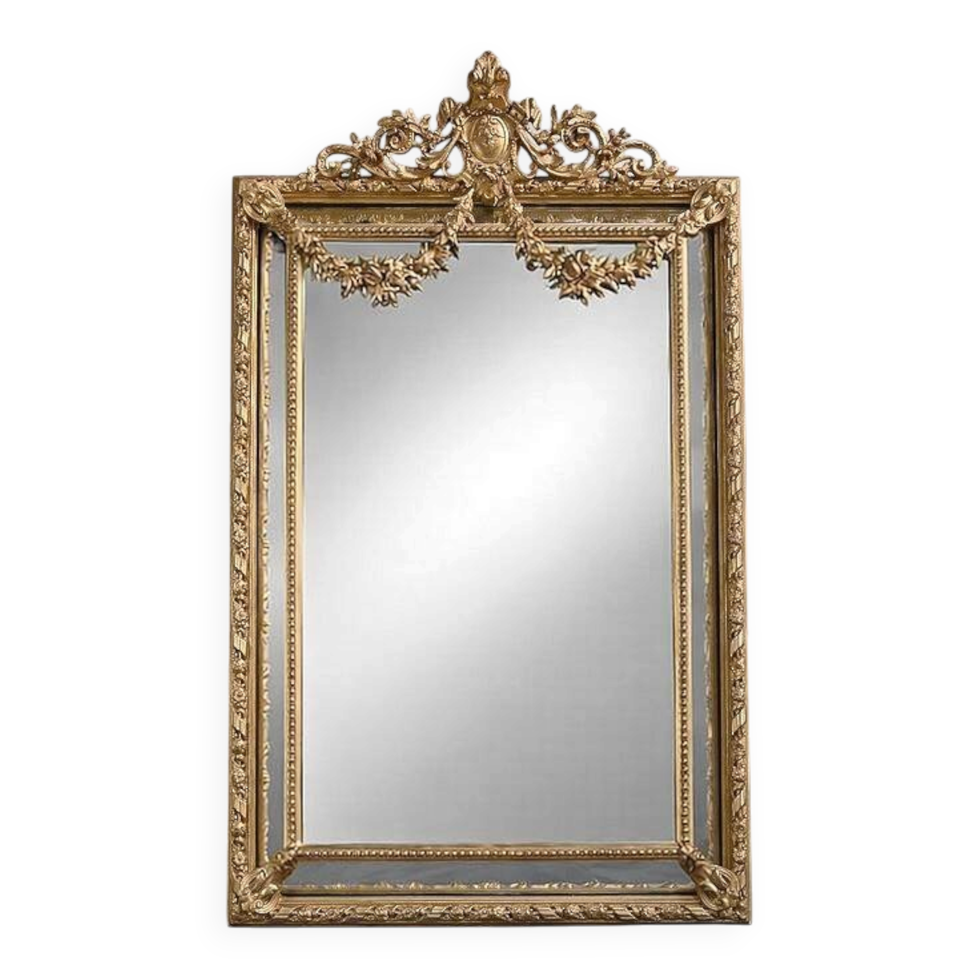 Important mirror with parcloses, Louis XVI style – late 19th century