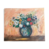 Table painting old still life with flowers