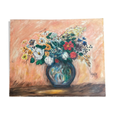 Table painting old still life with flowers