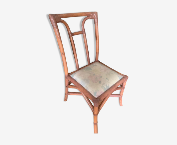 Chaise en rotin Maugrion et détails en cuir | Selency