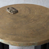 Table basse en laiton gravé par Christian Krekels, Belgique, 1990