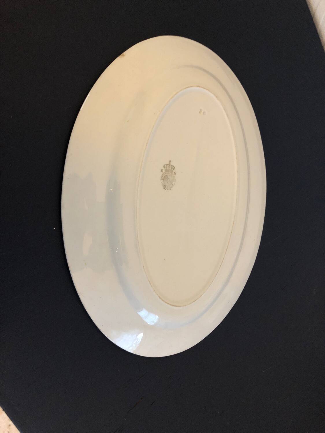 Vintage oval dish in Luneville earthenware with flower patterns