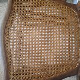 Pair of Bistrot blond wood chairs 1950 with canning seat