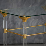 Vintage brass and lucite serving trolley, France 1960s