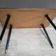 Table basse pieds compas plateau verre vintage 50/60