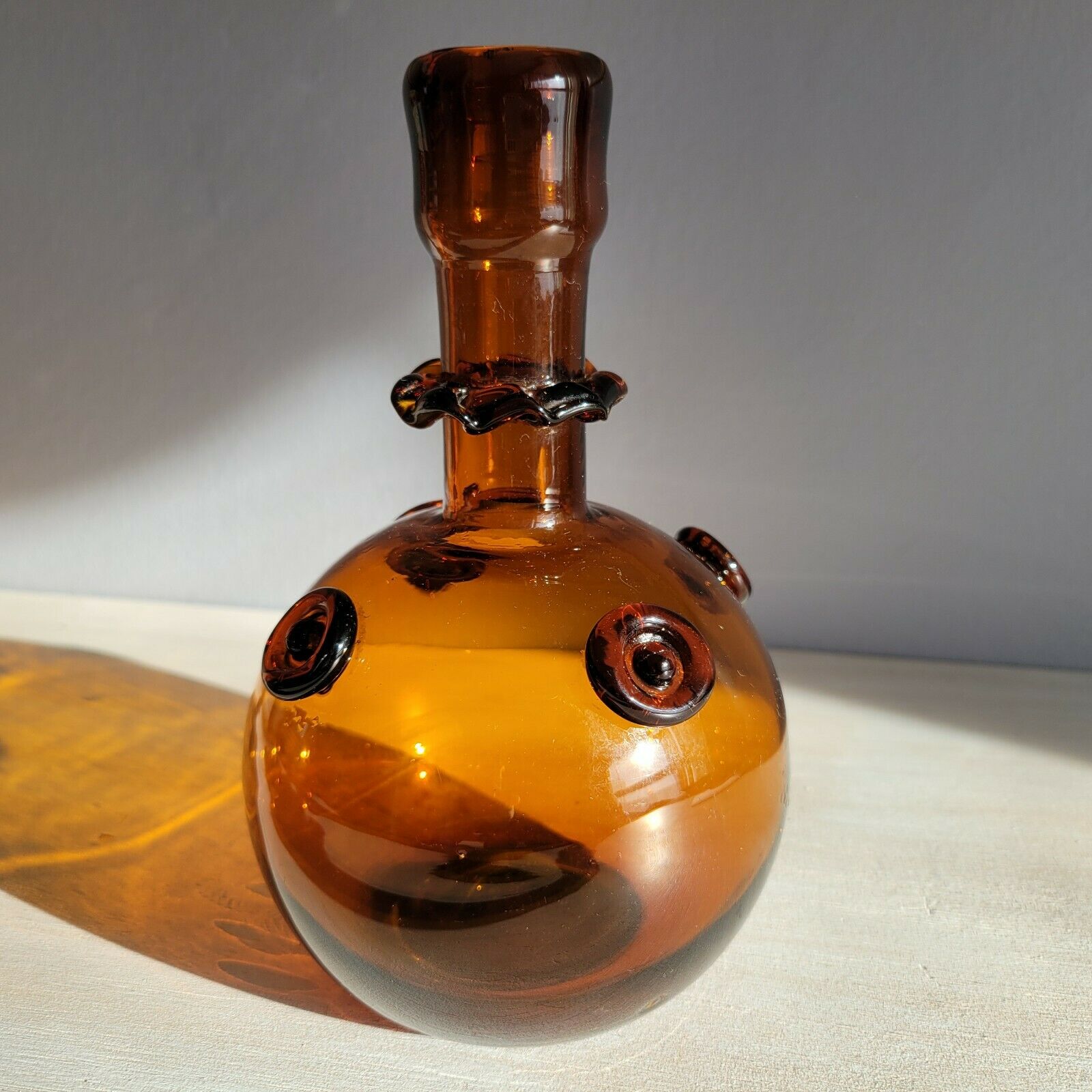 Brown blown glass decanter