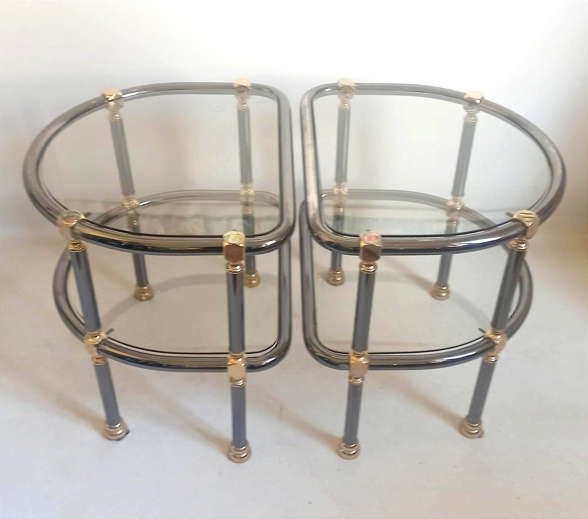 Pair of semi-circular coffee tables, 1970s