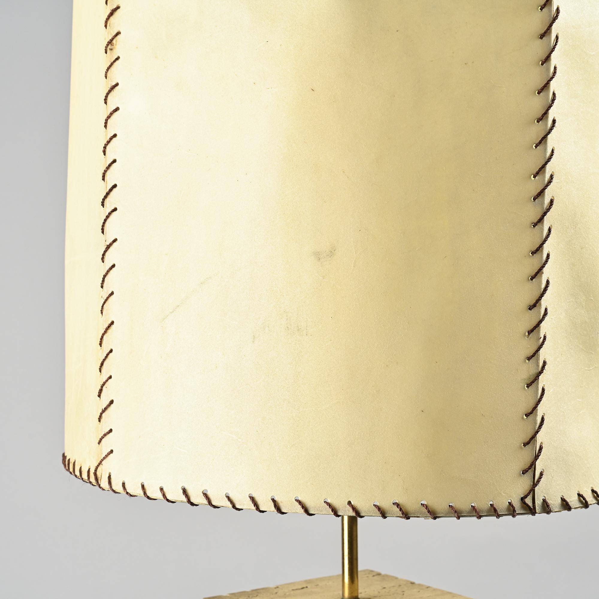 Travertine and parchment lamp, Italy, circa 1970