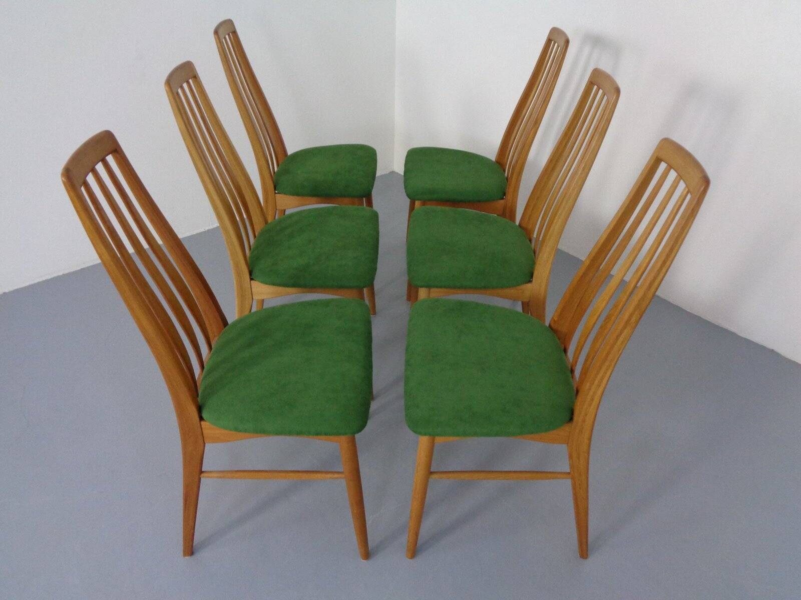 Eva dining chairs in teak by Niels Koeefoed for Hornslet Møbelfabrik, Denmark, 1960s, set of 6.