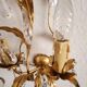 Hand-forged wall lamp gilded with gold leaf and crystals, Italy