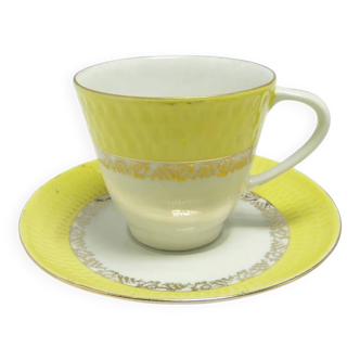 Karol cup and saucer set, yellow porcelain, Chodzież, Poland, 1970s.