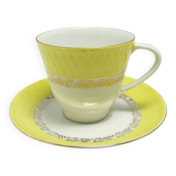 Karol cup and saucer set, yellow porcelain, Chodzież, Poland, 1970s.