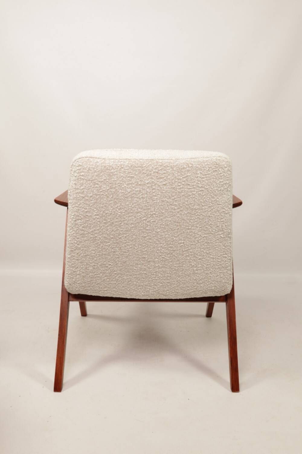 Scandinavian armchair in wood and ecru fabric by Józef Chierowski