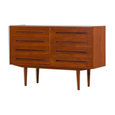 Danish mid century wide teak dresser with 8 drawers, 1960s