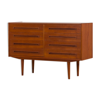 Danish mid century wide teak dresser with 8 drawers, 1960s