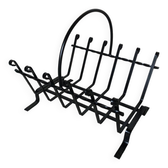 Outils de cheminée, 5 pièces, 64 cm, argent, fer forgé, accessoires de  cheminée