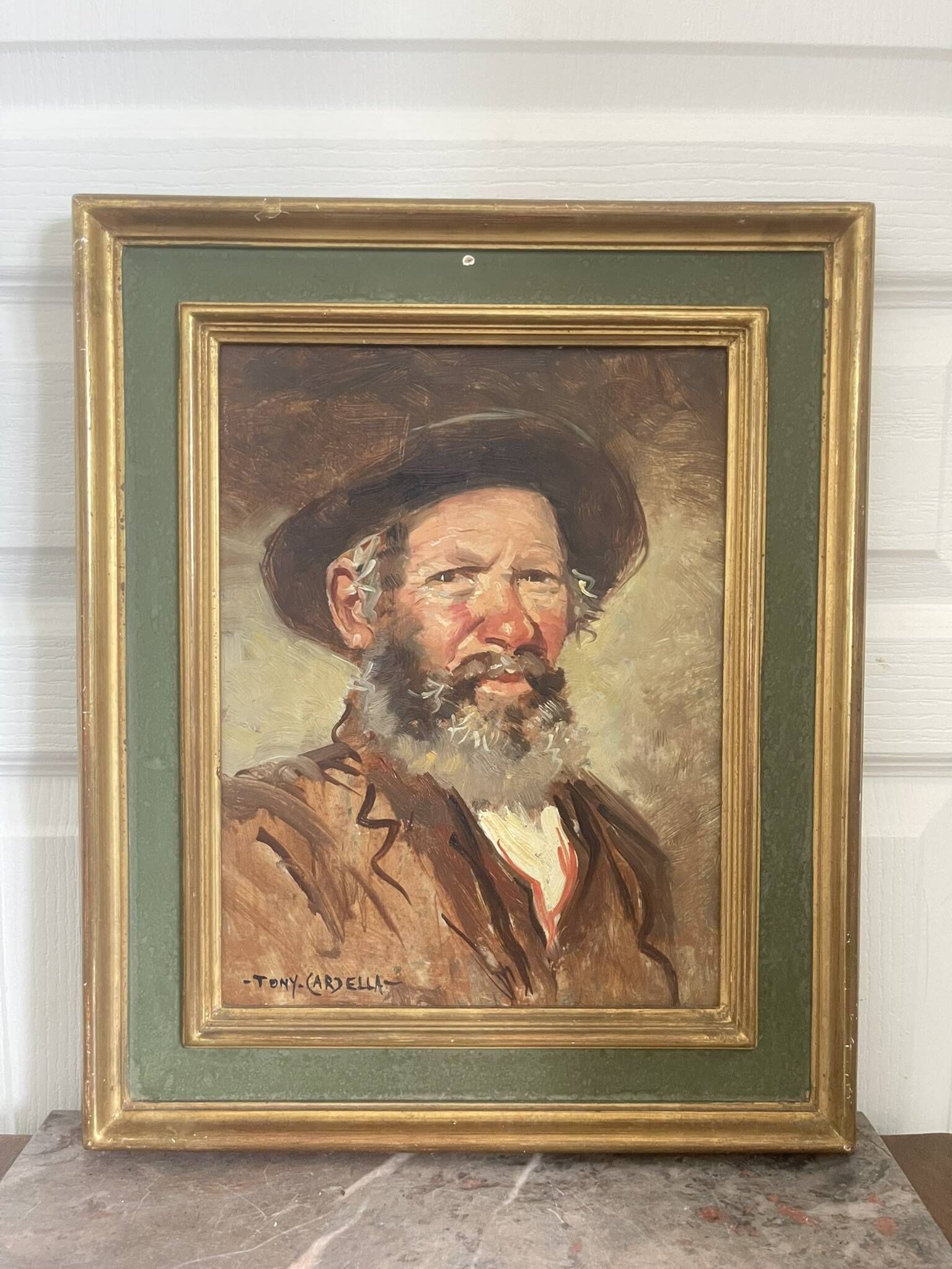 Old Oil Painting Portrait of an Old Man Signed CARDELLA