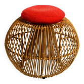 Tabouret en bambou et rotin, Italie années 1960