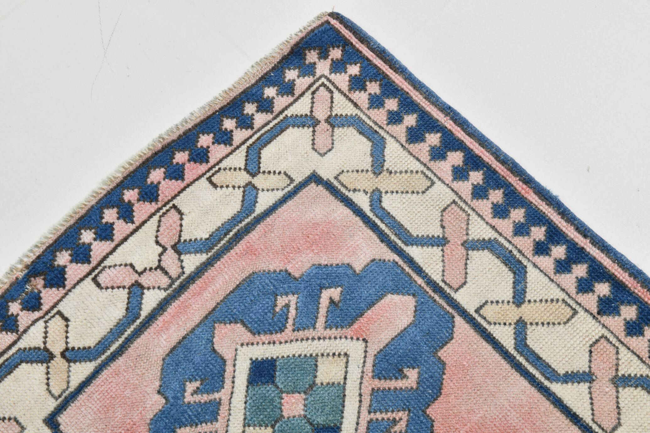 3x10 Pink & Blue Oushak Runner Rug 80x325Cm SK 22171