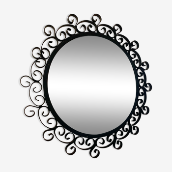 Miroir noir vintage en métal 28cm