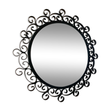 Vintage black metal mirror 28cm