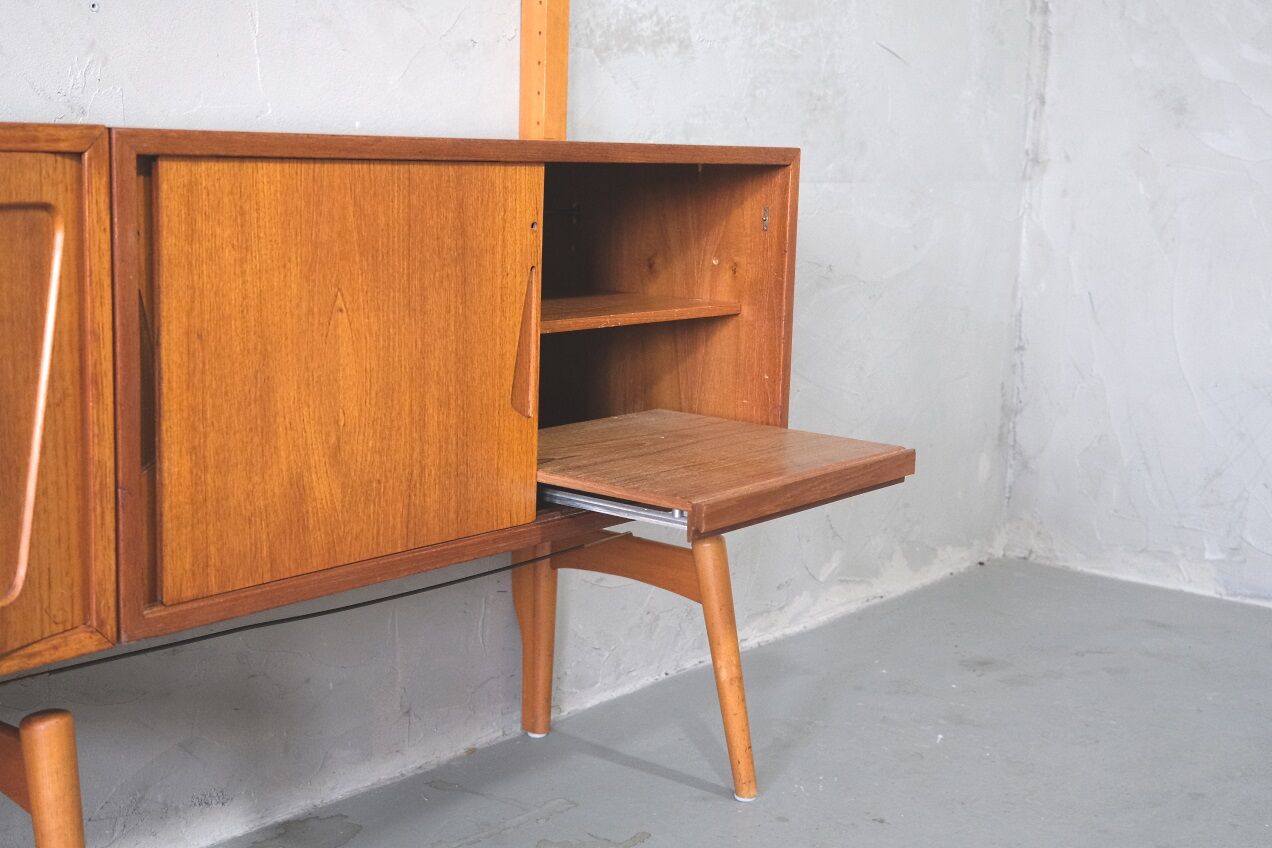 Mid-Century Modular Free Standing  Teak Wall Unit by Kjell Riise for Brodrene Jatogs, Norway, 1960s