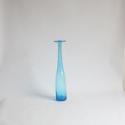 Vintage handblown blue bubble glass bottle vase