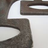Pair of chenets modernist style steel design 70s