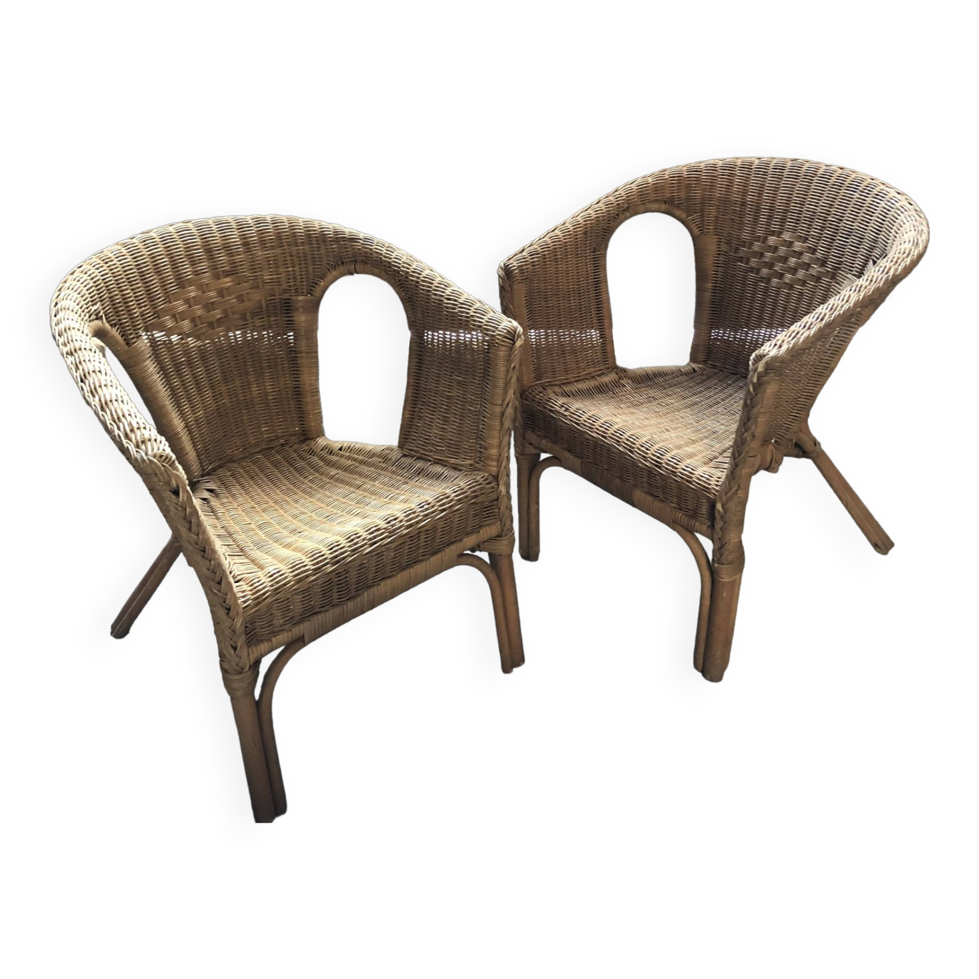 Vintage rattan armchairs 70s