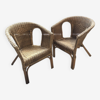 Vintage rattan armchairs 70s