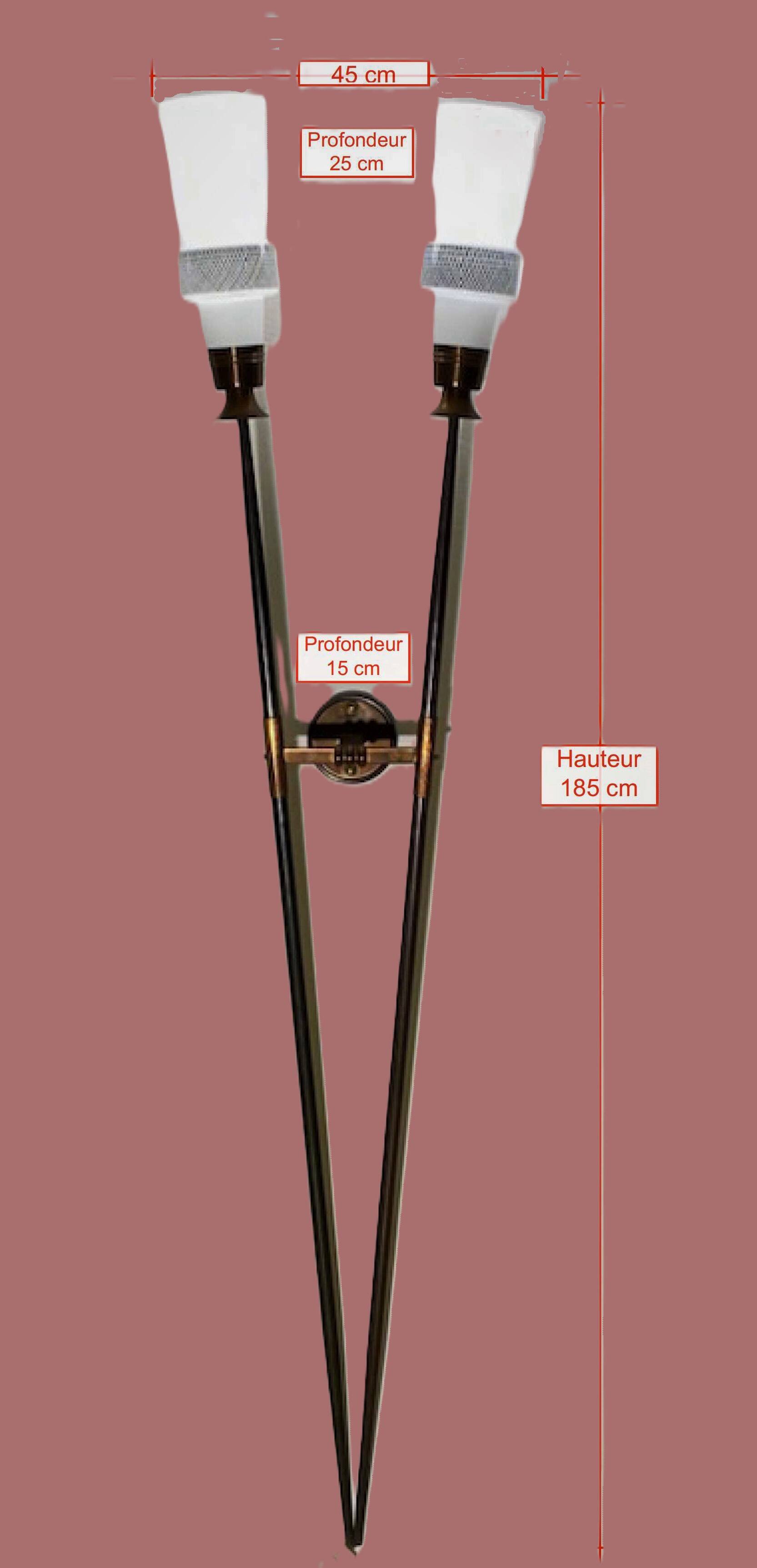 Double wall light in brass and opaline glass, 1960