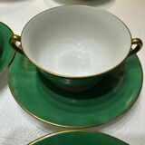 Service 14 cup and saucer in Art Deco Emerald Green and Gold.