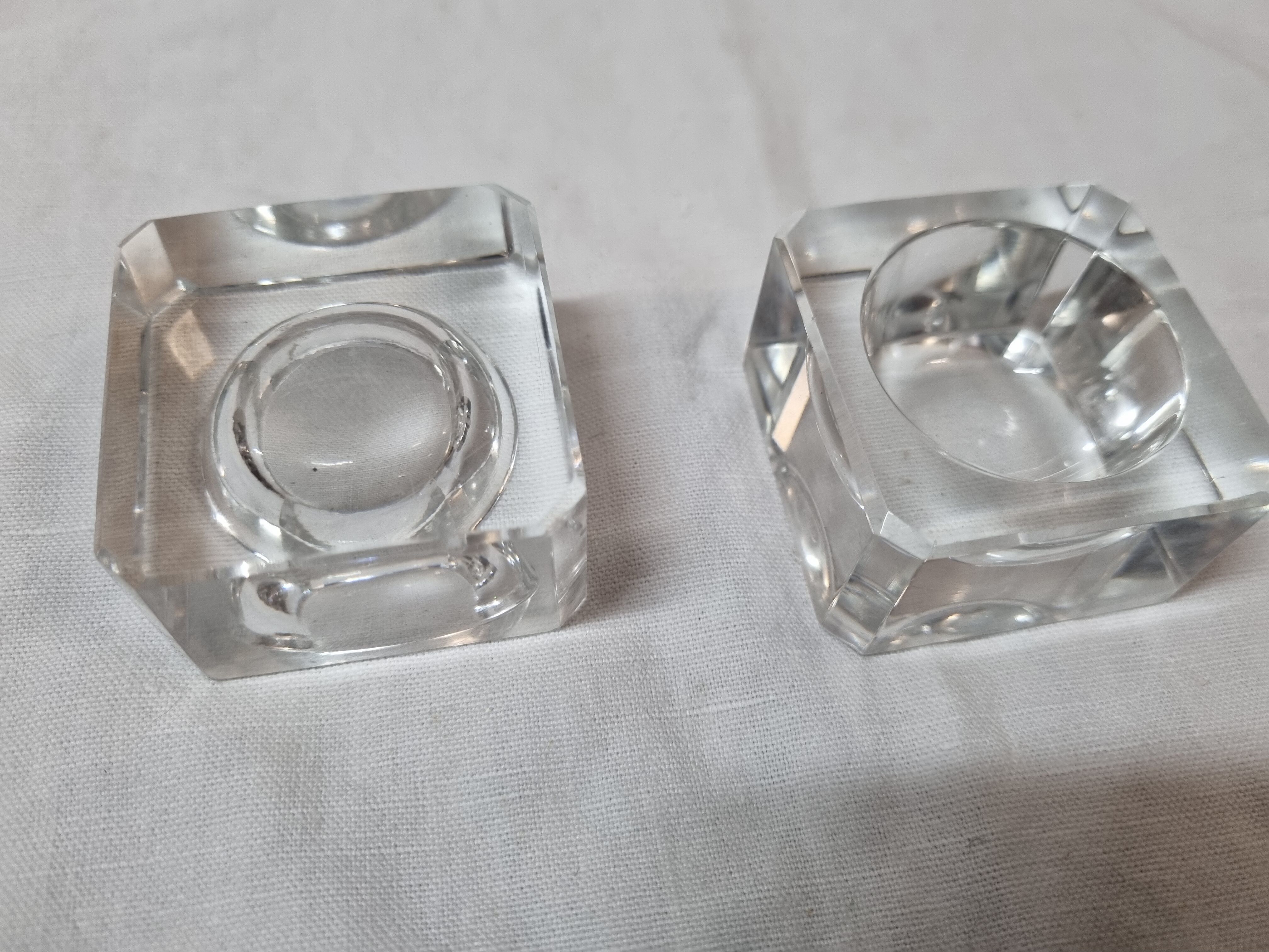 Pair of table candle holders, crystal from 1970