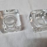 Pair of table candle holders, crystal from 1970